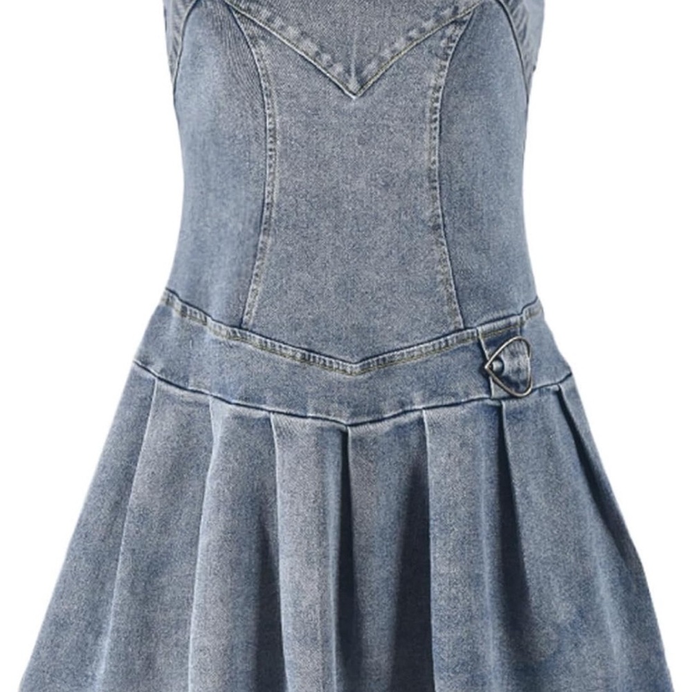 Elegant Strapless Denim Dress